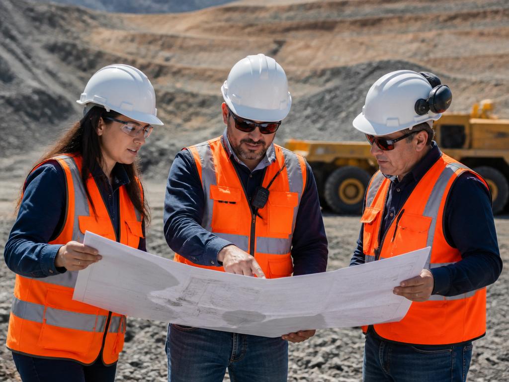MMP engineers reviewing technical drawings on site